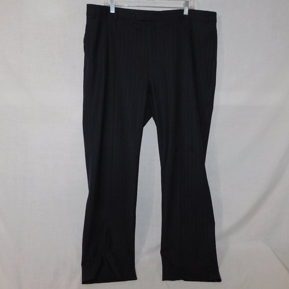 346 Brooks Brothers Mens 42 x 33 Black Gray Pinstripe Dress Pants Wool Blend - Picture 1 of 9